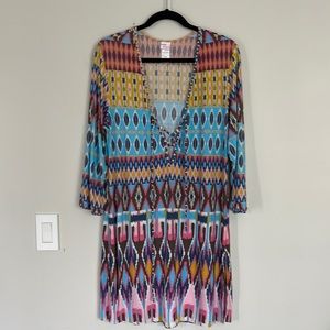 Profile Blush IKAT Multicolored Cover-up Summer Dress Size L